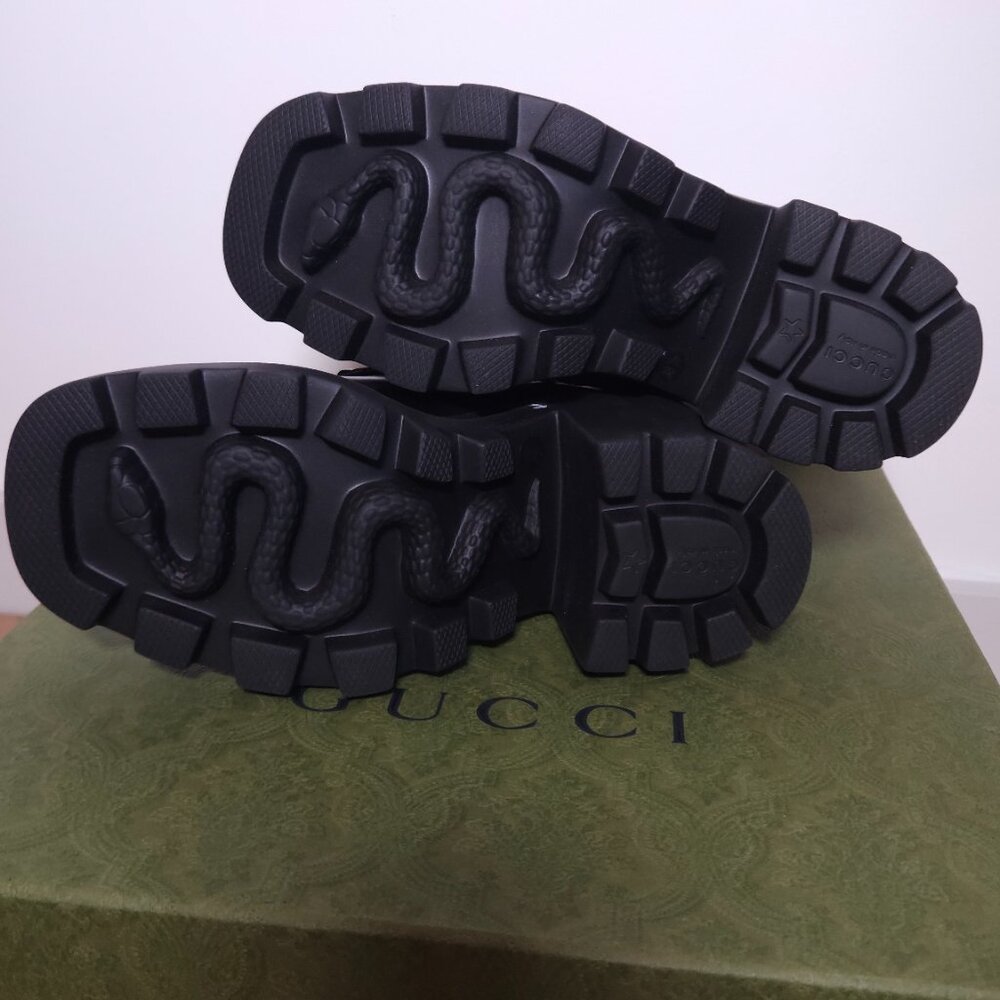 Gucci Horsebit Ankle Boots Black Leather Square Toe Lug Sole Size 36.5 / US 6.5 - Picture 14 of 14